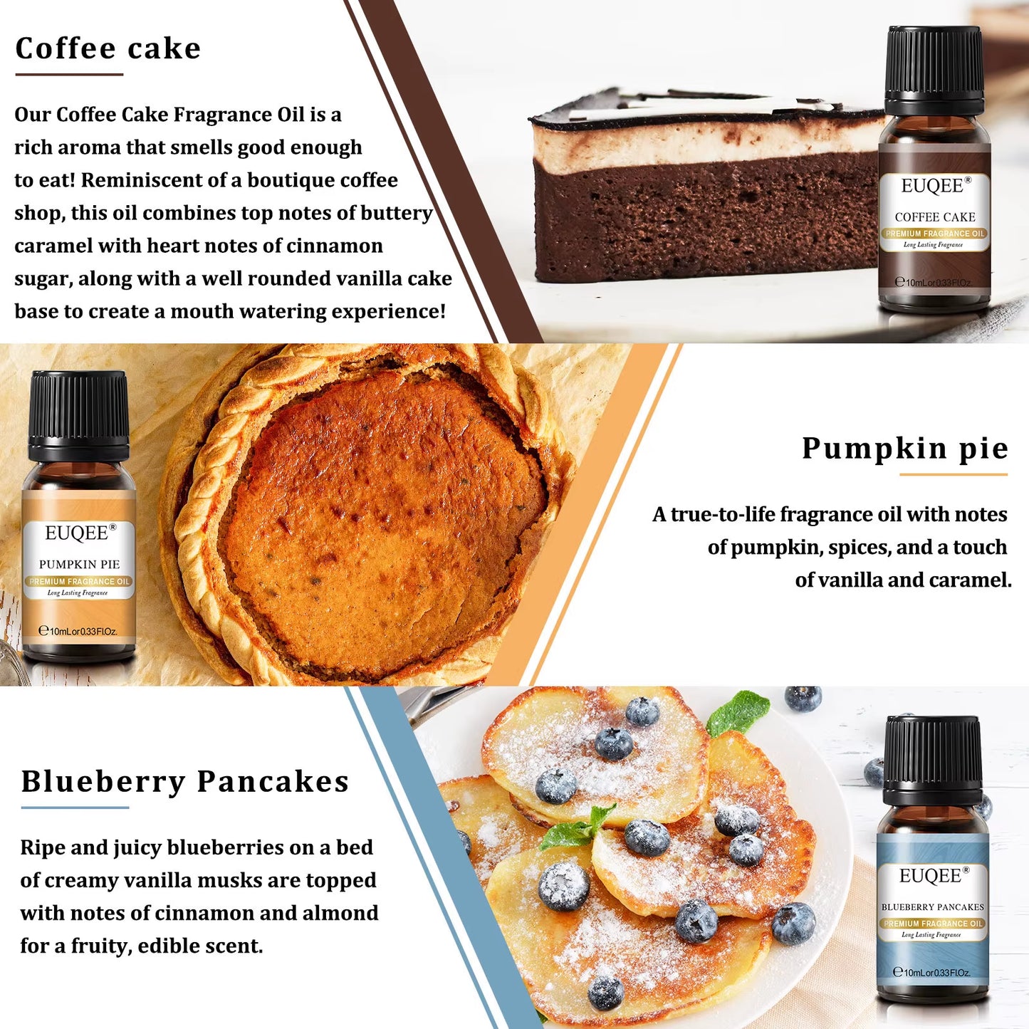 6PCS Fragrance Oils Gift Set - Pumpkin Pie, Coconut Cream,Coffee Cake, Blueberry Pancakes,Snickerdoodle,Caramel Pumpkin