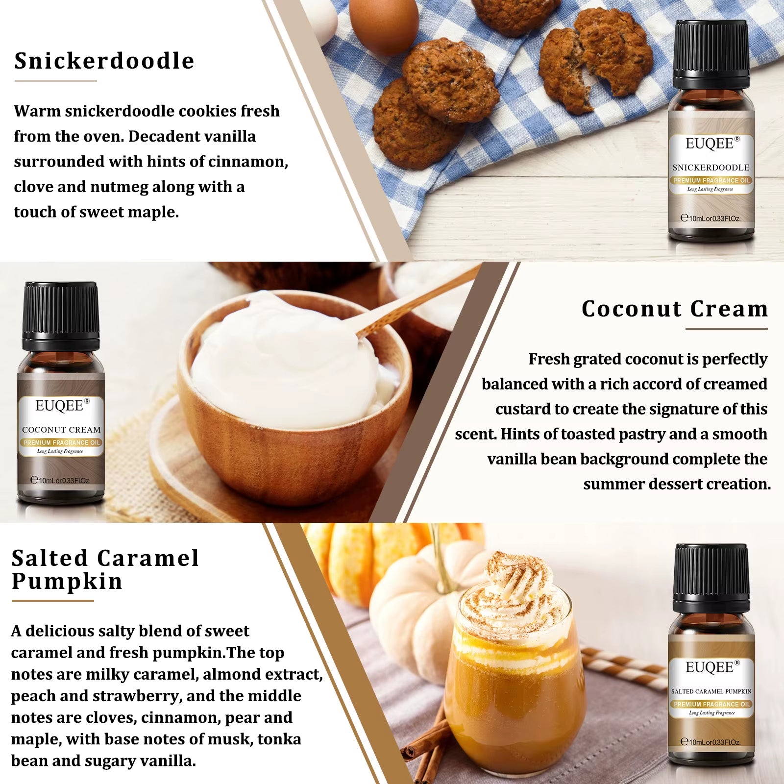 6PCS Fragrance Oils Gift Set - Pumpkin Pie, Coconut Cream,Coffee Cake, Blueberry Pancakes,Snickerdoodle,Caramel Pumpkin