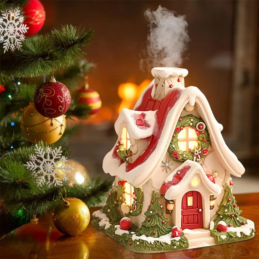 Christmas Decoration Snow House Incense Burner Holder Aromatherapy Stove Resin Fragrance Diffuser Ornament Christmas Gifts