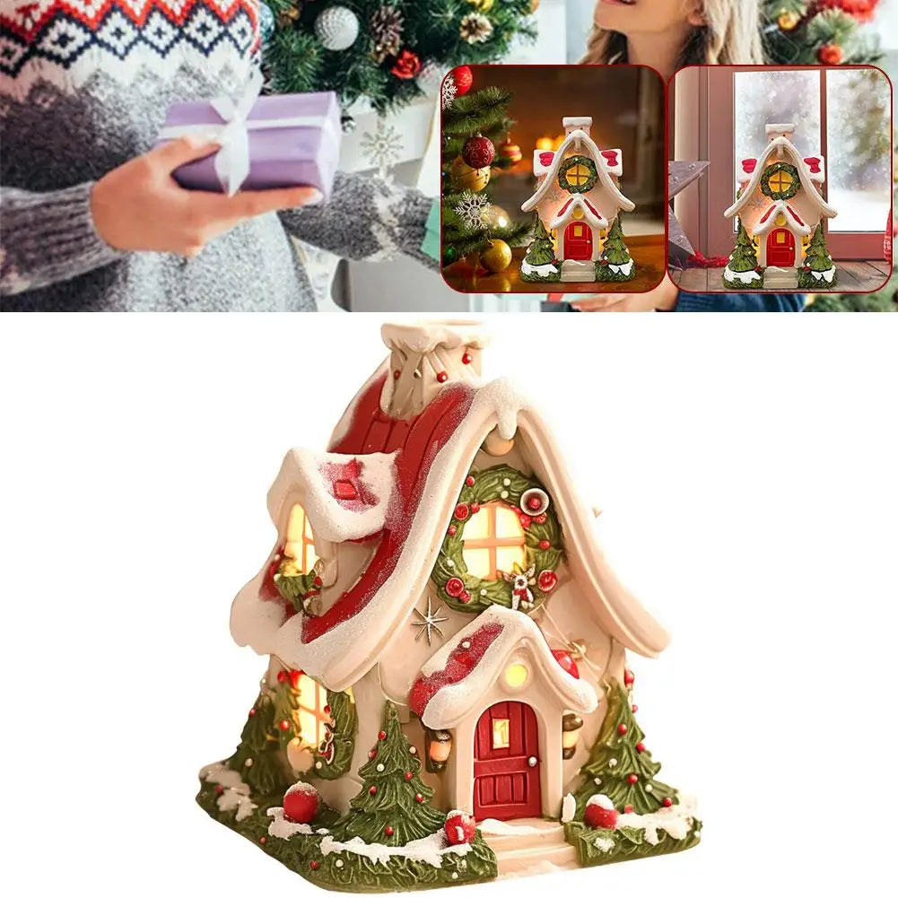 Christmas Decoration Snow House Incense Burner Holder Aromatherapy Stove Resin Fragrance Diffuser Ornament Christmas Gifts