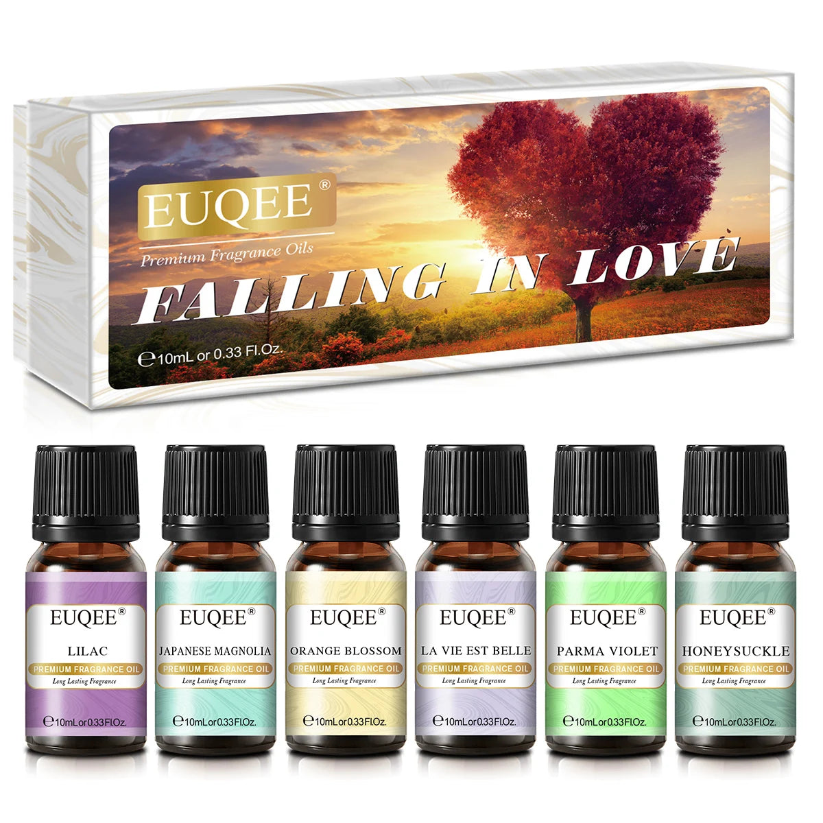 6PCS Floral Fragrance Oils Gift Set - La Vie Est Belle,Orange Blossom,Japanese Magnolia,Lilac,Parma Violet,Honeysuckle