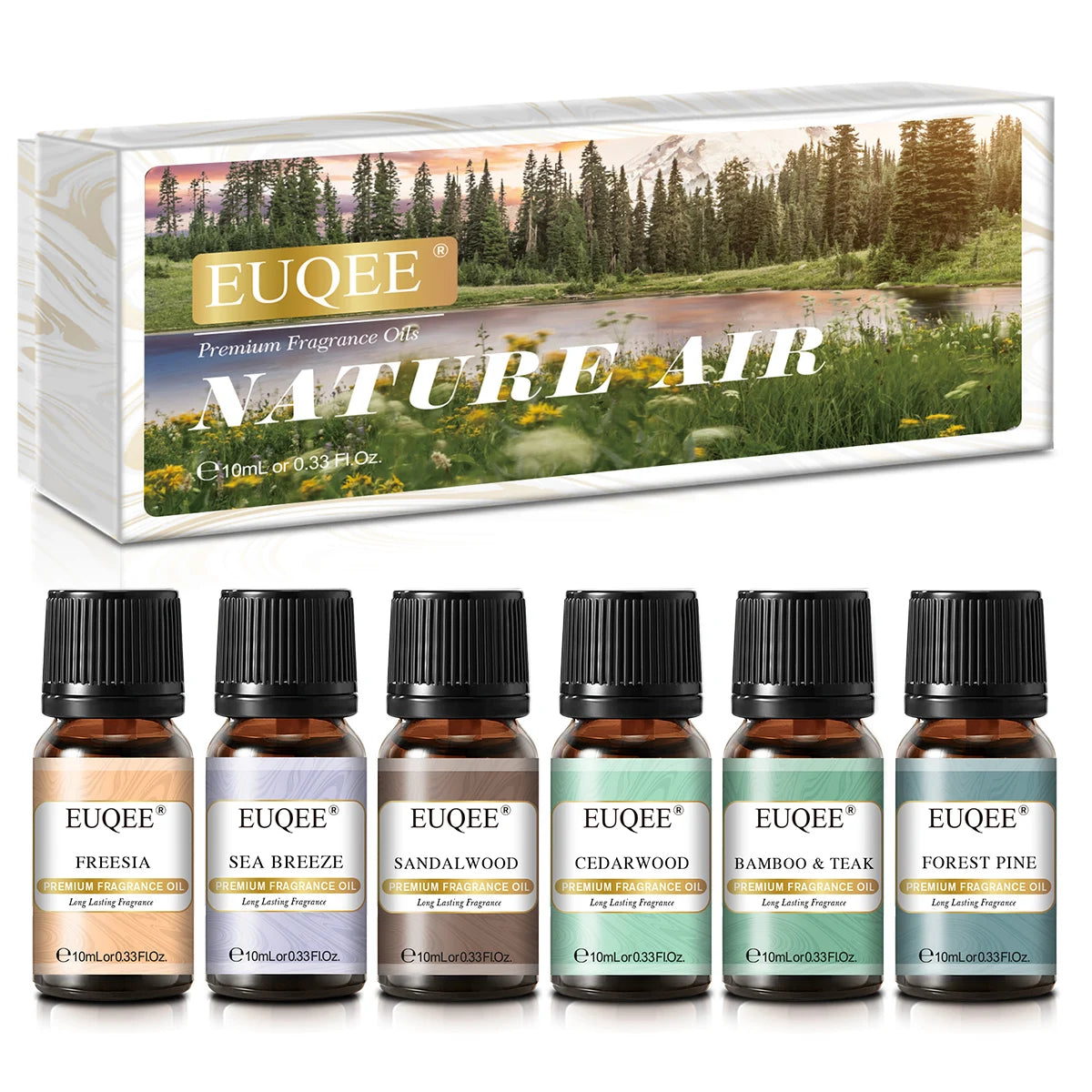 6PCS Fragrance Oils Gift Set for Candle Making - 10Ml Sea Breeze,Forest Pine,Bamboo & Teak,Cedarwood,Sandalwood,Freesia