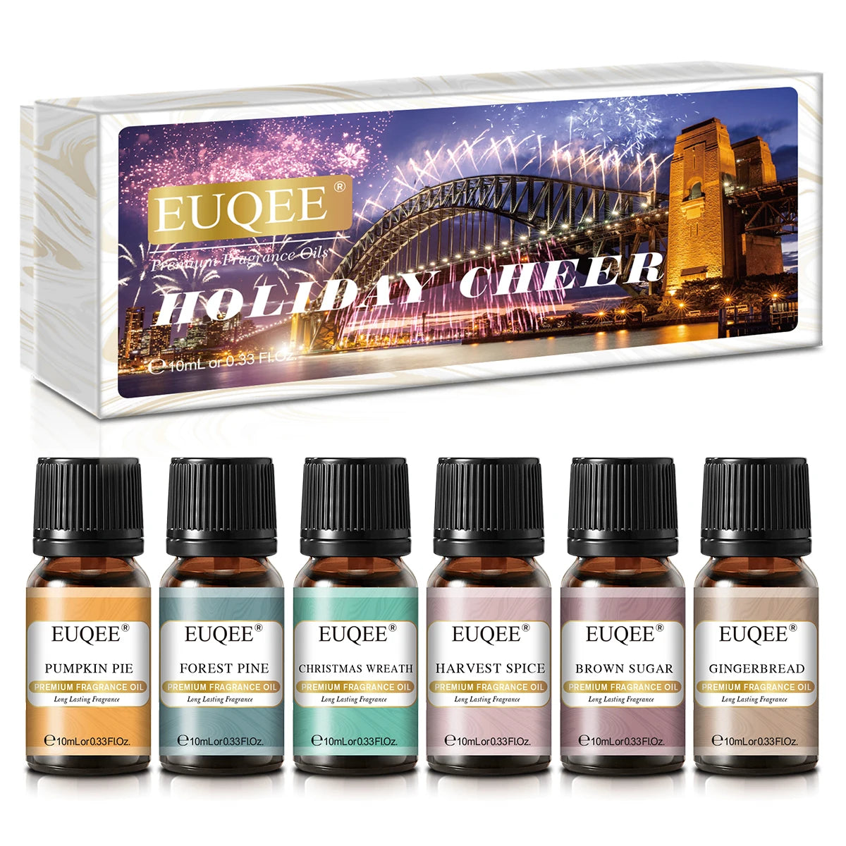 6PCS Fragrance Oils Gift Set - 10ML Forest Pine, Christmas Wreath, Brown Sugar, Harvest Spice, Gingerbread, Pumpkin Pie