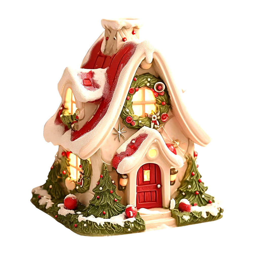 Christmas Decoration Snow House Incense Burner Holder Aromatherapy Stove Resin Fragrance Diffuser Ornament Christmas Gifts